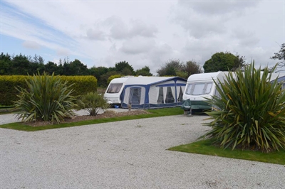 Caravan with tent close-up 